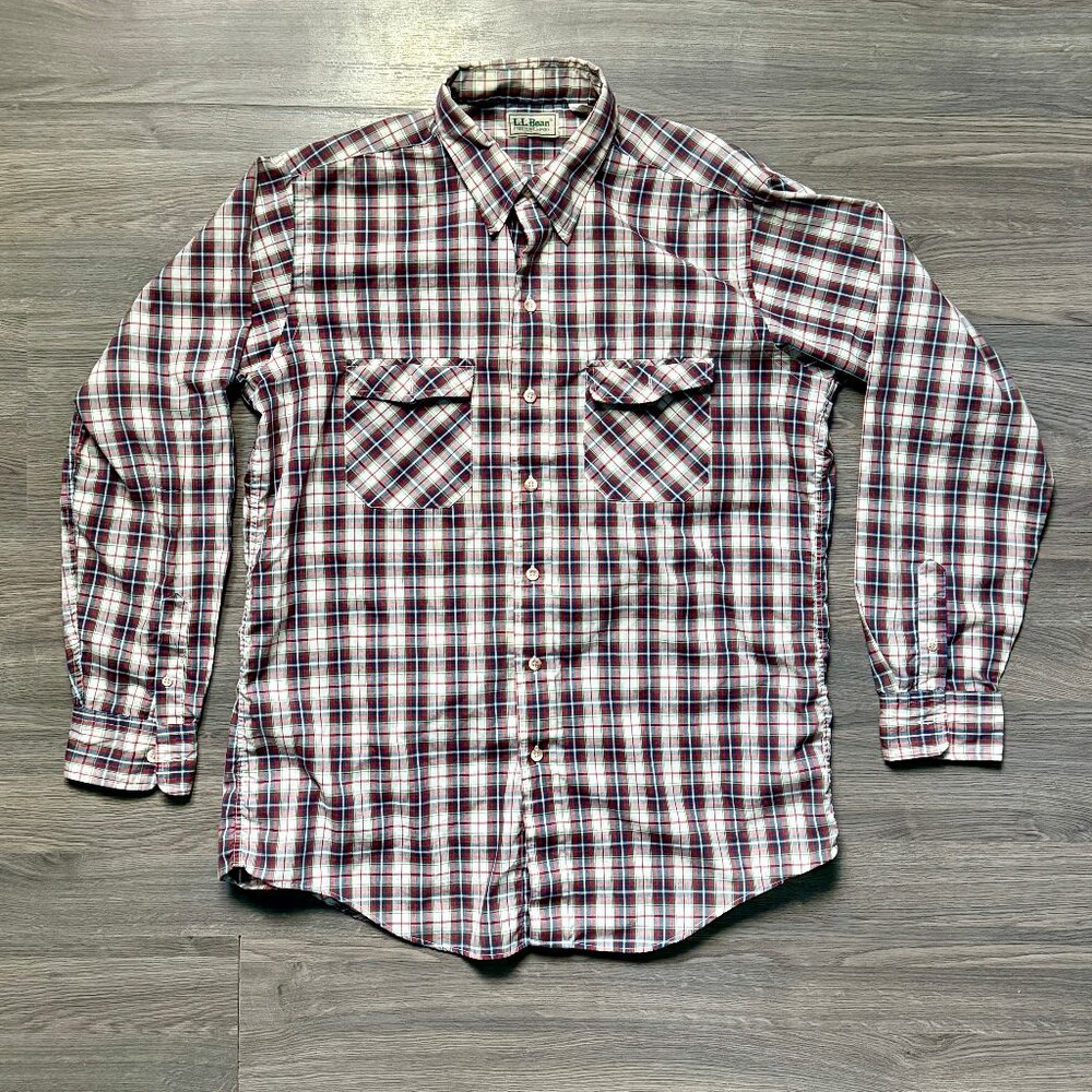*Vintage L.L. Bean Men's Plaid Shirt - Red/Blue/White